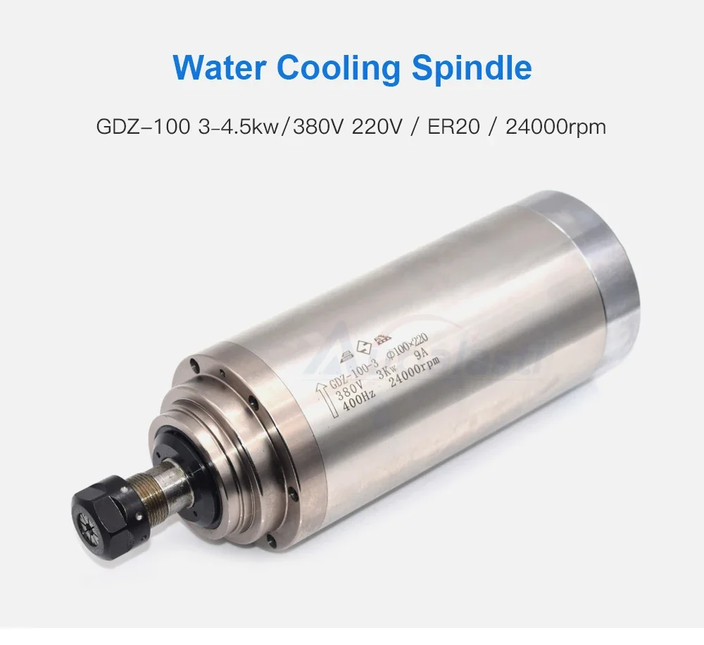 3kw 3.7kw 4.5kw 220V 380V CNC Router Spindle Motor ER20 Collet 100mm Diameter for Milling Plaining Machine Tools