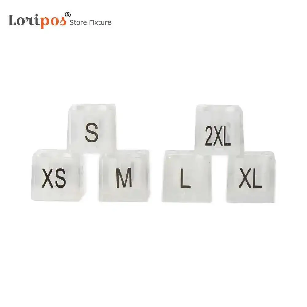 100 قطعة شماعات ملابس مربعة علامة XS S M L XL 2XL أحجام شماعات قضيب للملابس ترميز اللون الأسود