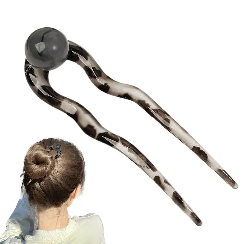 U-Shaped Hair Fork Fashion Tortoiseshell Acetate Hairpin Geometric Design Headwear Hair Sticks Women Girl U Shaped Hair Pin Clip