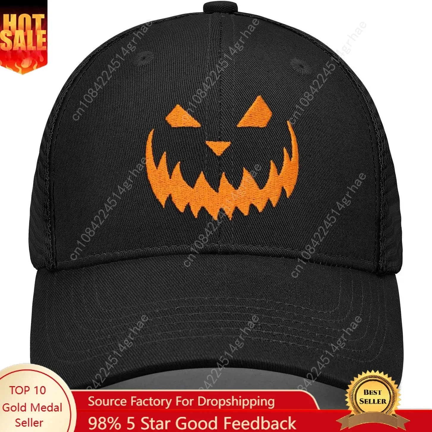 

Halloween Hat Pumpkin Hat Horror Baseball Cap Scary Pumpkin Face Funny Hats Black for Men Women Embroidered Dad Hat