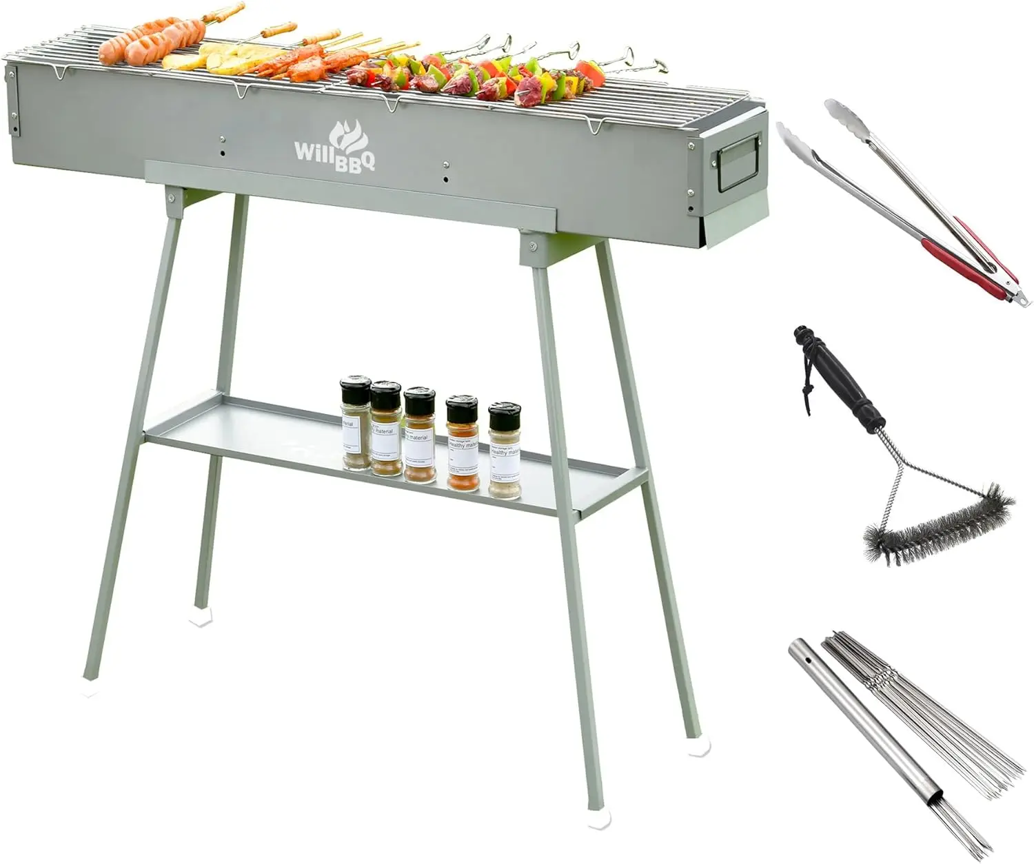 Charcoal Grills Commercial Quality Portable Multiple Size Hibachi BBQ Lamb Skewer Folded Camping Barbecue Grill(39.4x7.1x5.1 inc