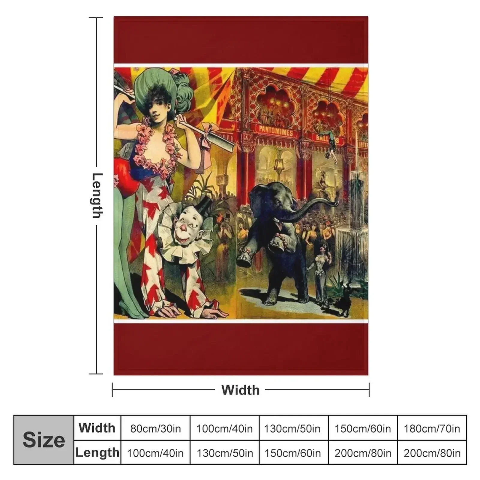 CIRCUS : Vintage 1890 Circus Advertising Print Throw Blanket Polar for winter wednesday Retros valentine gift ideas Blankets