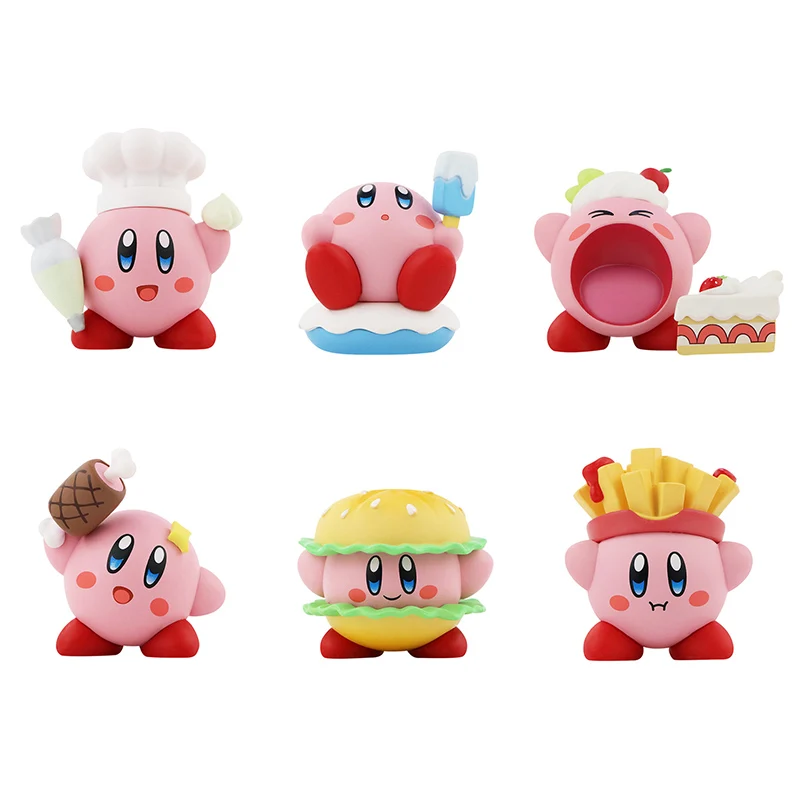 4-5cm 6pcs/Lot Anime Kirby Cosplay Gourmet Series Hamburger French Action Figures Pvc Model Toy Collection Ornaments