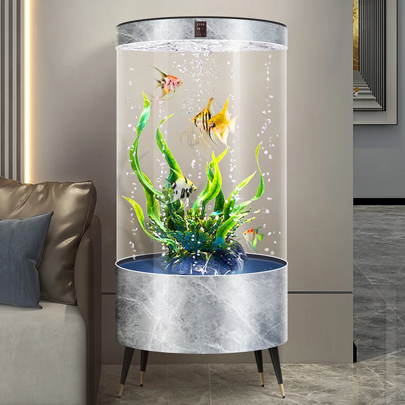 Sense of Design Cylindrical Aquariums Living Room Modern Appreciate Betta Cabinet Fishbowl Self-filtered Water Pet Products FYFT