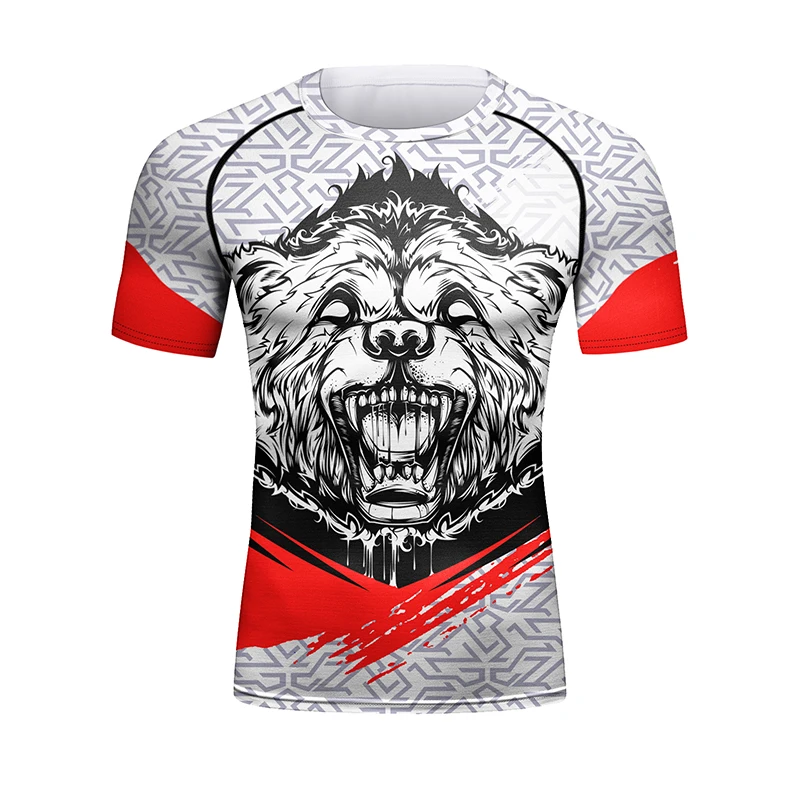 Cod Lundin Fight Boxing Fightwear Custom Printed Rash Guard Short Sleeve MMA Men Muay Thai BJJ Kickboxing Jersey