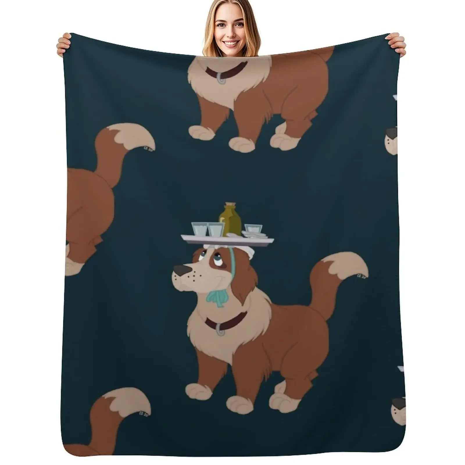 

Nana with Drinks Teal Background Throw Blanket Fashion Sofas Blankets For Bed Luxury Throw Blanket