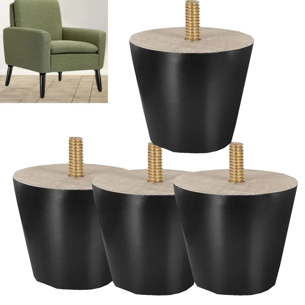 

4 Pack Solid Wood Sofa Legs Furniture Replacement Feet for Tables, Cabinets - Rustic Wooden Legs Easy Heavy Load Bearing
