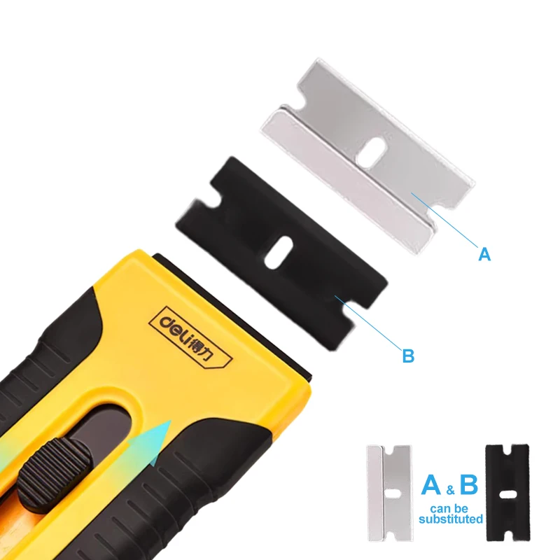 

DELI Metal Razor Blade Scraper cleaning Floor and wall Plastic Scraper Vinyl Film & Adhesive Remover Tool Scrape off glass glue