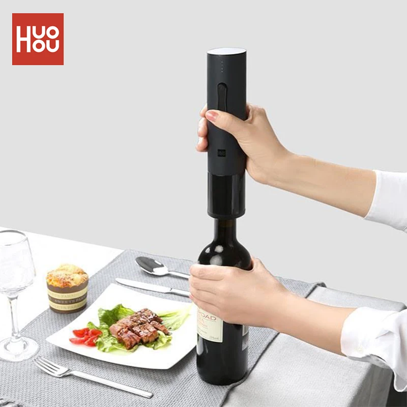 

Huohou Electric Wine Opener Automatic Wine Bottle Opener Fast Decanter 6S Open 550Mah Battery For Kitchen Bar Restaurant Party