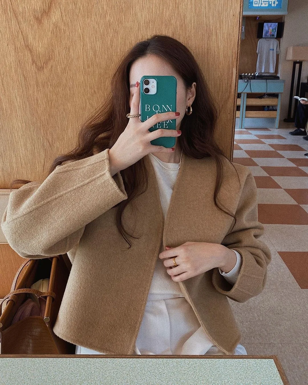 KUSAHIKI Elegant V-neck Causal Short Woolen Coat Women 2023 Autumn New Long Sleeve Korean Fashion Solid Outwear Tops Jacket