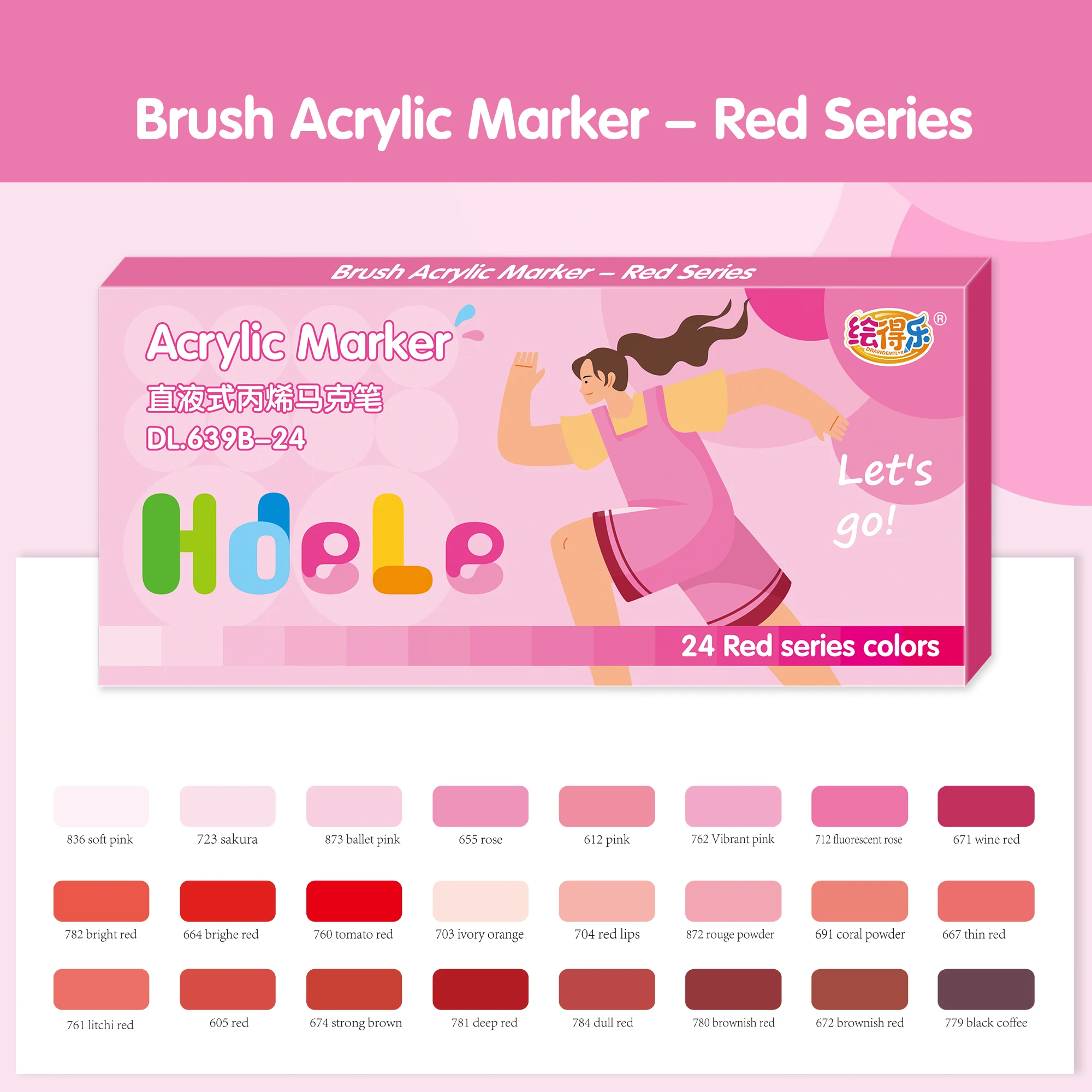 Hdele 8/24 kleuren penseelstift set, voor doe-het-zelf handtekeningen, graffiti verfstiften, schrijven, schilderen en tekenen, schrijfwaren