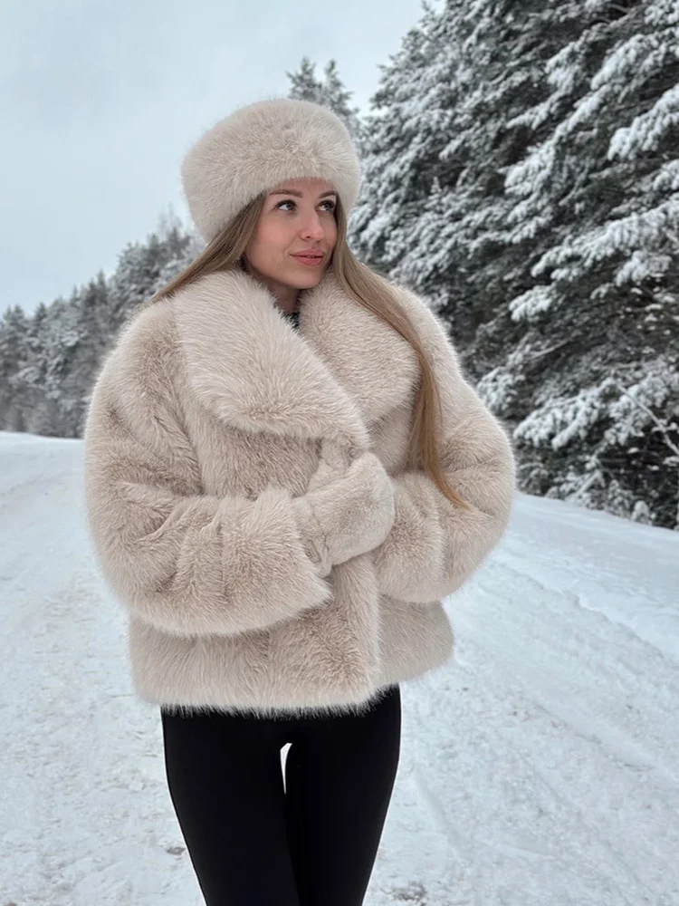 أوروبا أمريكا الشتاء الدفء معطف الفرو الاصطناعي طوق لينة لطيف أنيقة موضة رائعة حفلة ركاب الترفيه سترة