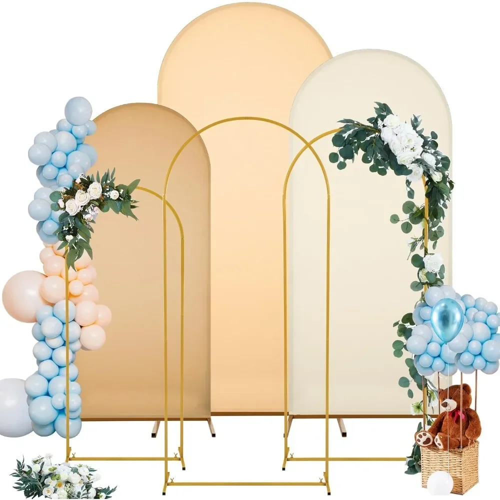 4ft/5ft/6ft Wedding Arch Frame Stand Chiara Backdrop Stand with Spandex Arch Cover for Wedding  Party Ceremony Decor(Nude)