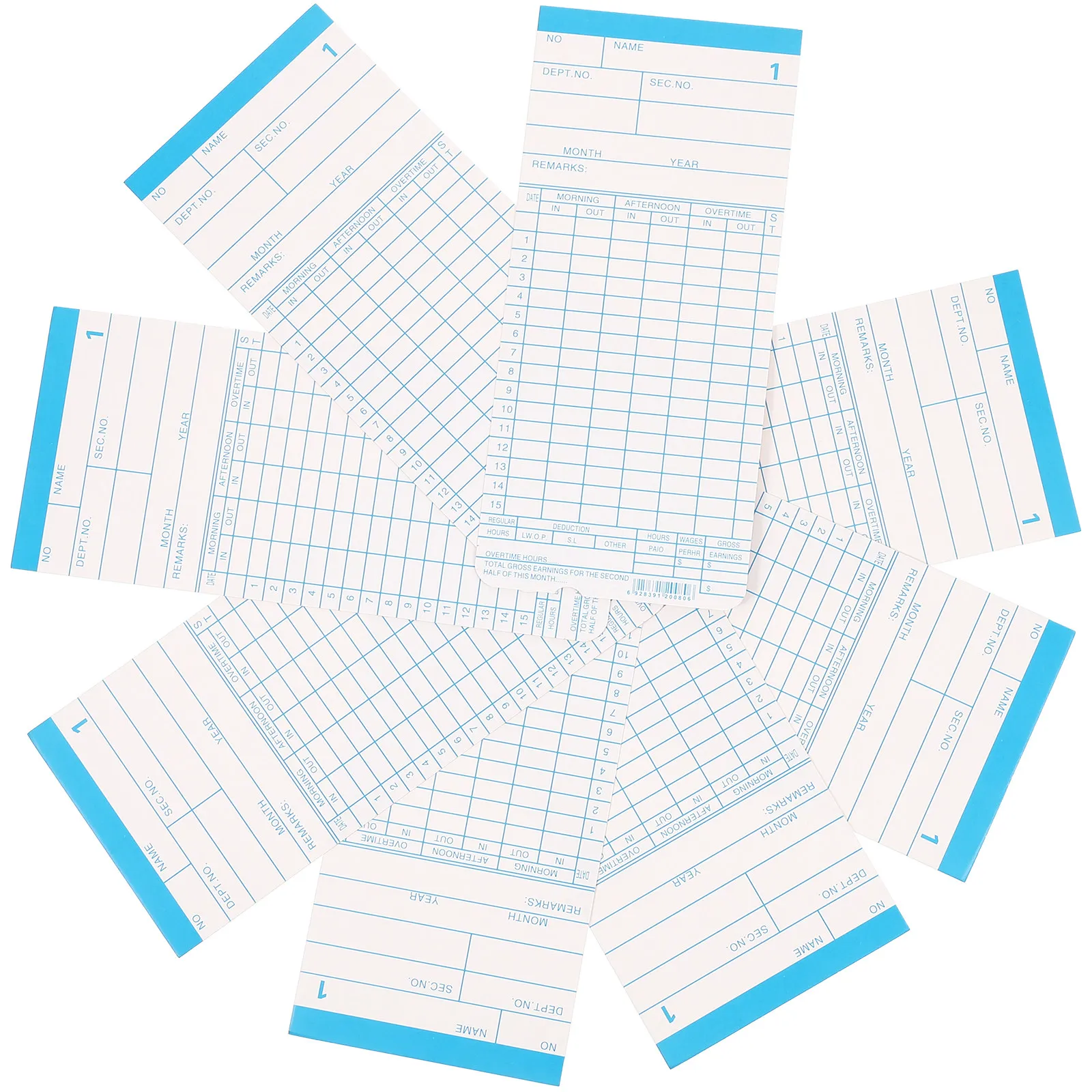 1Set Cards for Office Attendance Tracking Double-Sided Recording Sheets Ideal for Factory Warehouse Workforce