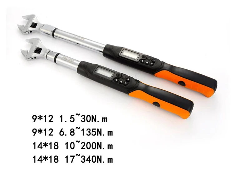 Digital torque wrench with interchangeable ratchet adjustable open end 1.5 to 30 135 200 340N/m wrench