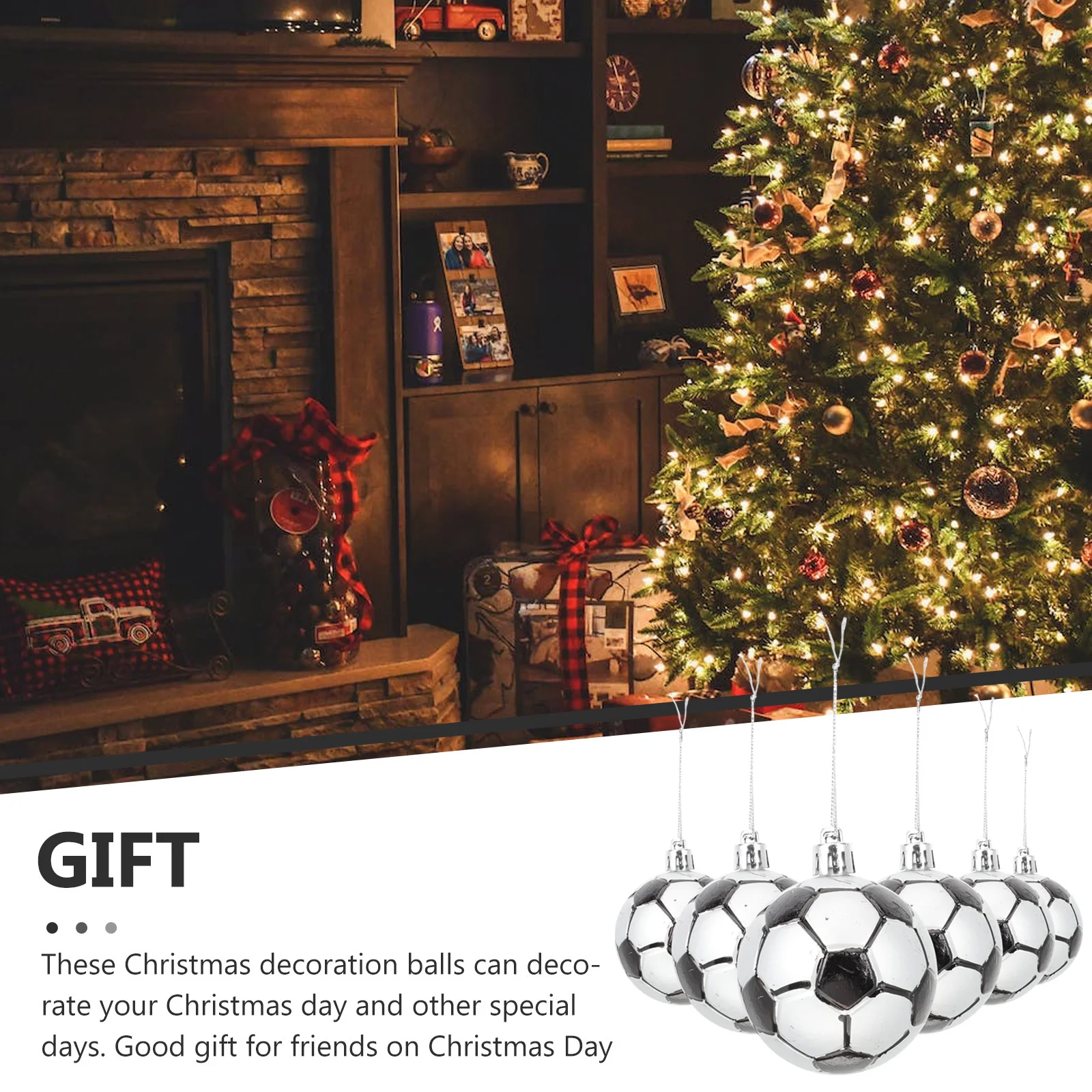 

6Pcs Christmas Balls Plastic Hanging Ornaments Xmas Tree Decoration Xmas Party Supplies Christmas Tree Ornaments