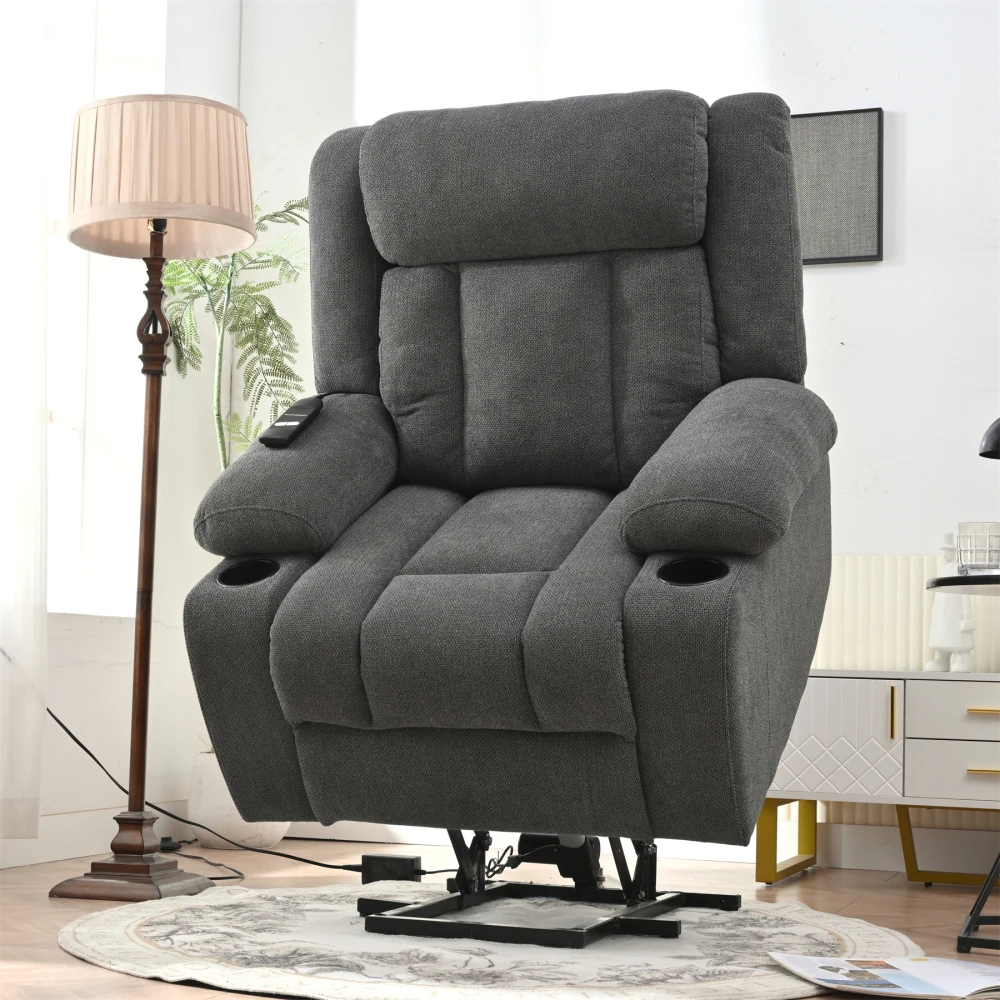 Power Lift Recliner Chair For Elderly,Fabric Lift Chairs For Living Room W/ Extended Footrest,Classic Single Sofa