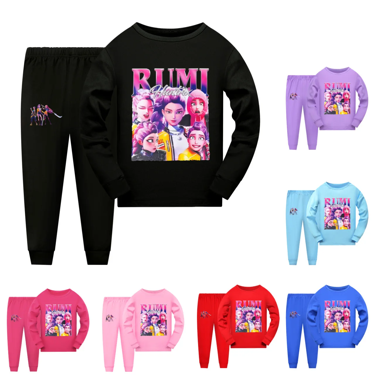 

KPop Demon Hunters RUMI Pajamas Set for Kid Long Sleeve Top Pants 2pcs Suit Girls Clothes Sets Child Round Neck Sleepwear4854