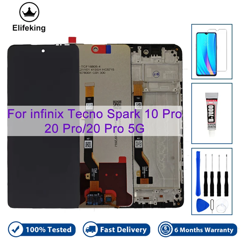 

For infinix Tecno Spark 10 20 Pro 4G 5G LCD Display Touch Screen Digitizer Assembly Repair Parts 6.6"
