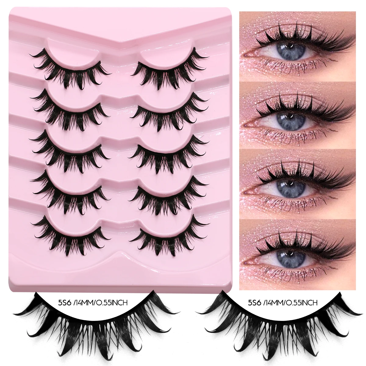 3D Natural Mink False Eyelashes, 5 Pairs