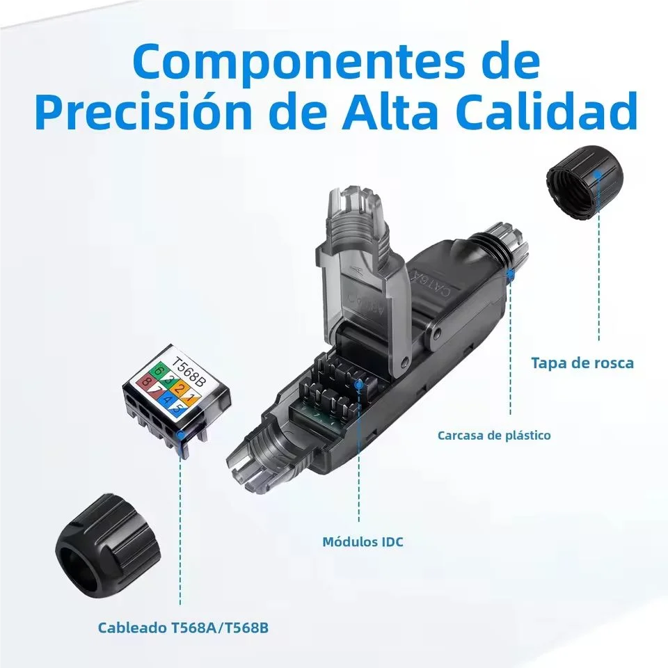 CAT6A RJ45 Coupler Dual-Head Shielded Connector 10Gbps Ethernet Cable Extender for 22-24AWG Network Repair/Extension