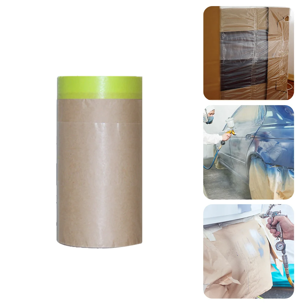 1roll Floor Pre Taped For Painting Anti Scratch Masking Paper Car Furniture Tear Resistant Self Adhesive Shield Covering