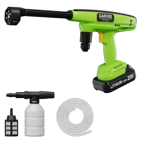 20V Cordless Pressure Washer 590 PSI With 2x 2.0Ah Batteries, 6-in-1 Nozzle, Foam Pot, 16.4FT Hose For Car Patio Garden