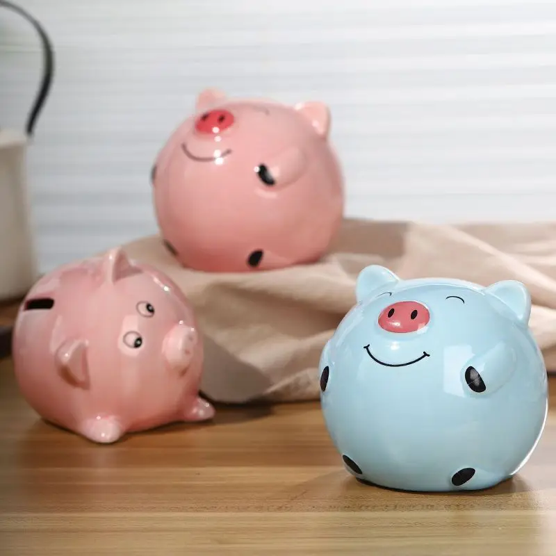 Cute Cartoon Little Pig Money Jar, Ceramic, Cute and Cute Da Wei Pig Change Money Jar, Children\'s Birthday Gift, Financial Gift