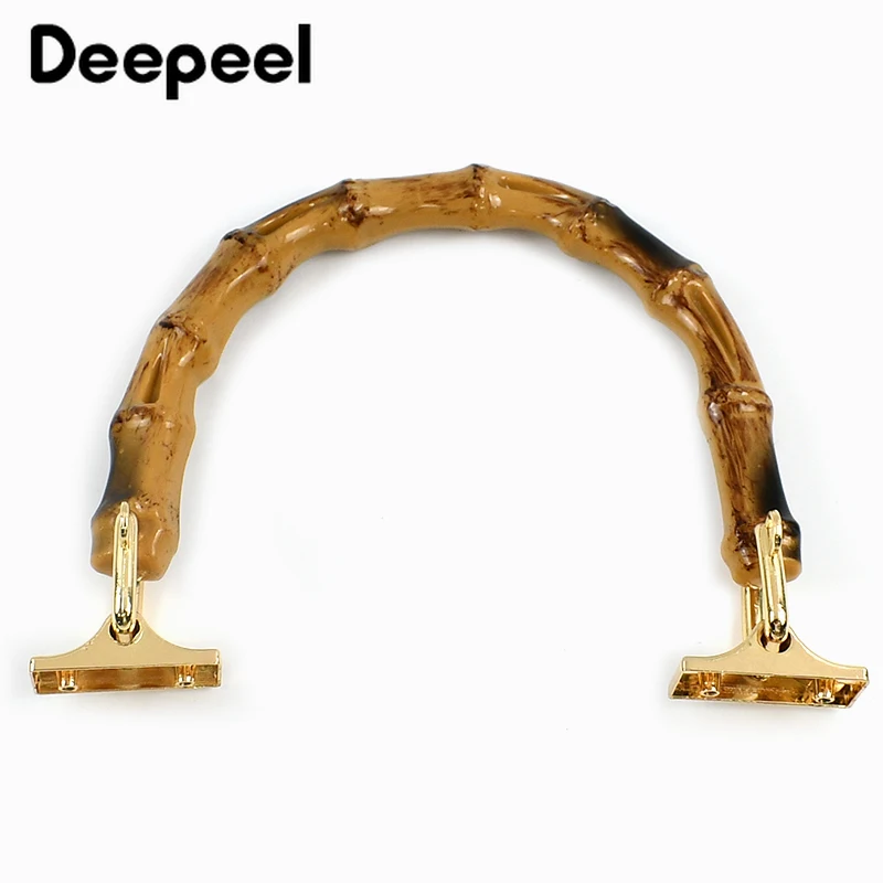 1/2Pcs Deepeel 12.5cm Natural Bamboo Elastic Bag Handle Metal Buckles Purse Frame Kiss Clasp DIY Bags Hanger Sewing Accessories