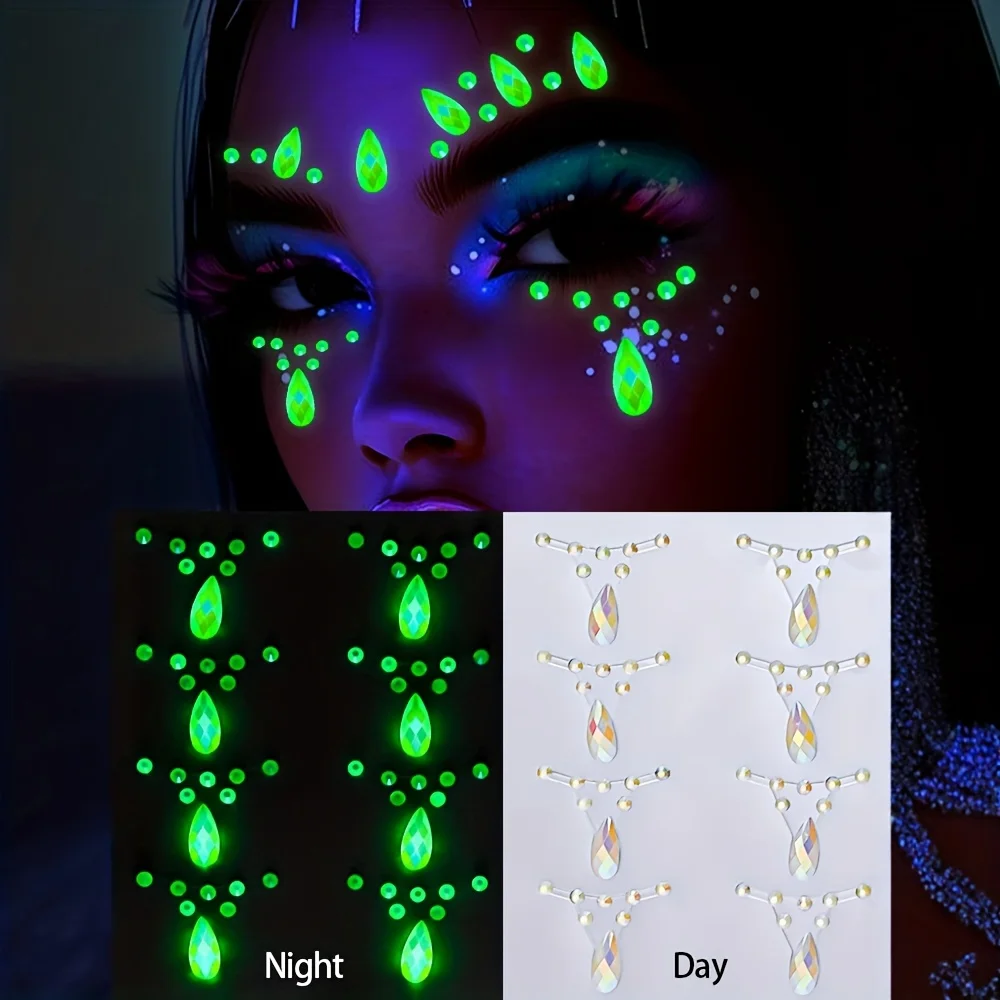 1 pedaço de diamante luminoso rosto remendo maquiagem dos olhos suporte maquiagem amor rosto acessório adequado para desempenho bola maquiagem acesso