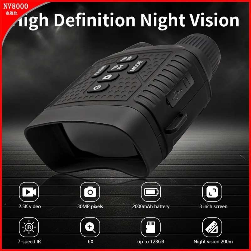 

2025 New HD Infrared Night Vision Binoculars, 8X Zoom, 3.5'' Screen, Photo & Video Recording, Handheld for Outdoor Use