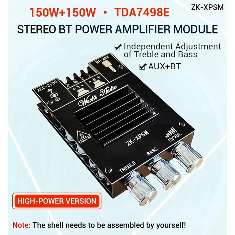 لوحة مضخم صوت ثلاثي البلوتوث وباس ، ستيريو صوت عالي الطاقة ، أمبير TDA7498E ، 2X ، 150Wx2