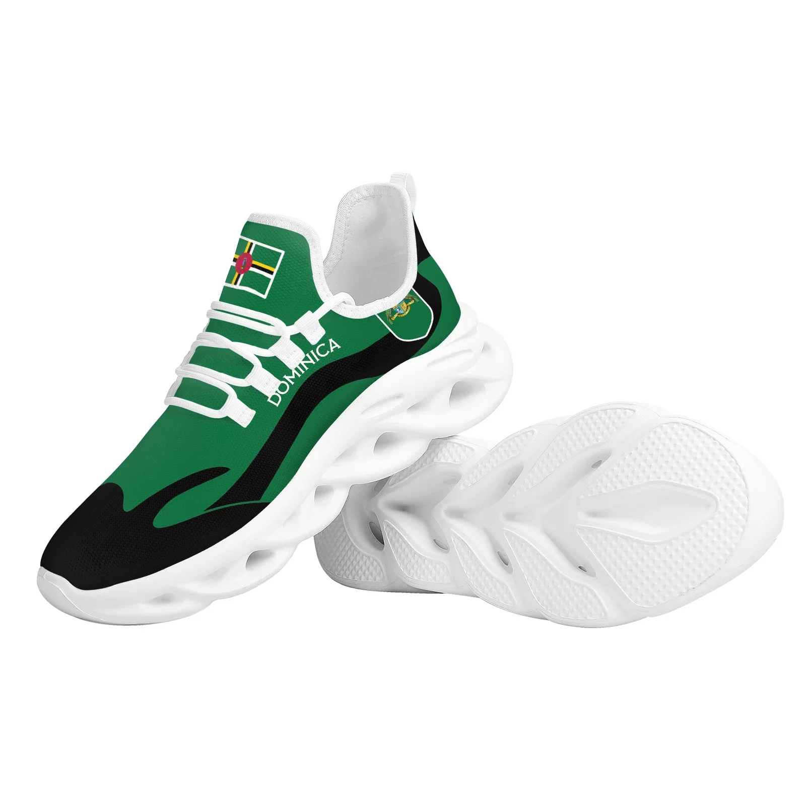 Dominica Flag Designer Sneaker For Women Flag Print Comfortable Platform Sports Shoes White Sole Knitted Blade Shoes