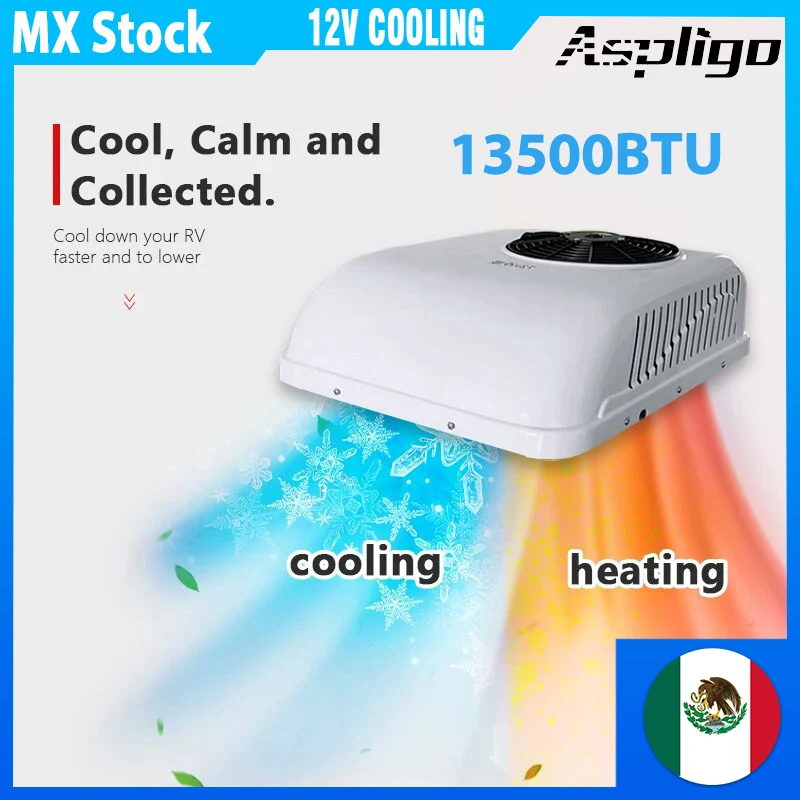 Aspligo Universal 12V Parking Electric Air Conditioner 24V RV Heat and Cool System For Camper Truck Motorhome Caravan Tractor