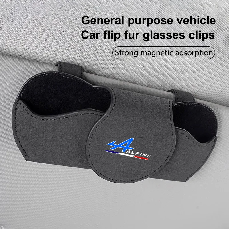 

New Car Sun Visor Storage Organizer Sun Glasses Holder Accessorie Alpine Logo For Kadjar Twingo Megane Scenic Espace Kangoo Clio