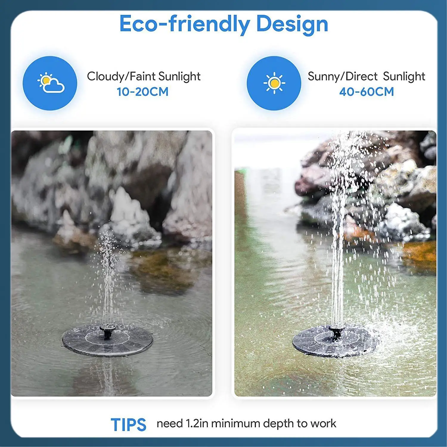 AB02 Solar Fountain Floating Solar Powered Water Fountain Pump For Bird Bath Garden Pond Pool Outdoor