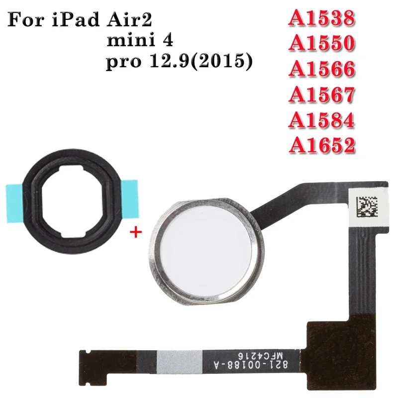 10 pcs/lot home button with flex cable plastic gasket for iPad mini 4 7.9 inch air 2 9,7 inch pro 12,9 inch 2015