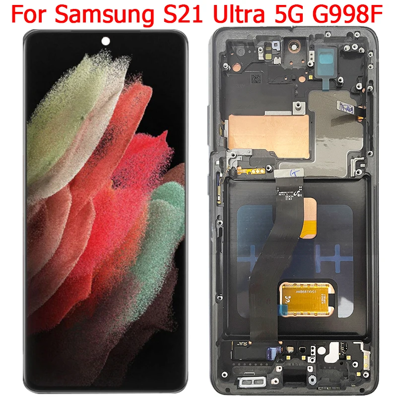 

G998F ЖК-дисплей для Samsung S21 Ultra дисплей с рамкой 6,8 "S21 Ultra 5G SM-G998F/DS ЖК-экран сенсорный дигитайзер