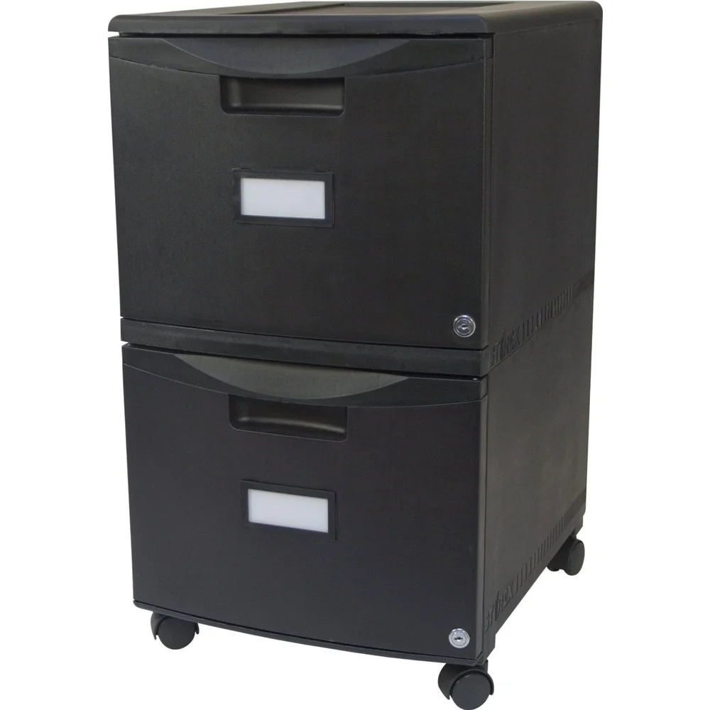 Lightweight Portable Plastic File Cabinet with Lockable Drawers Rolling Casters Letter Legal Document Storage Organization