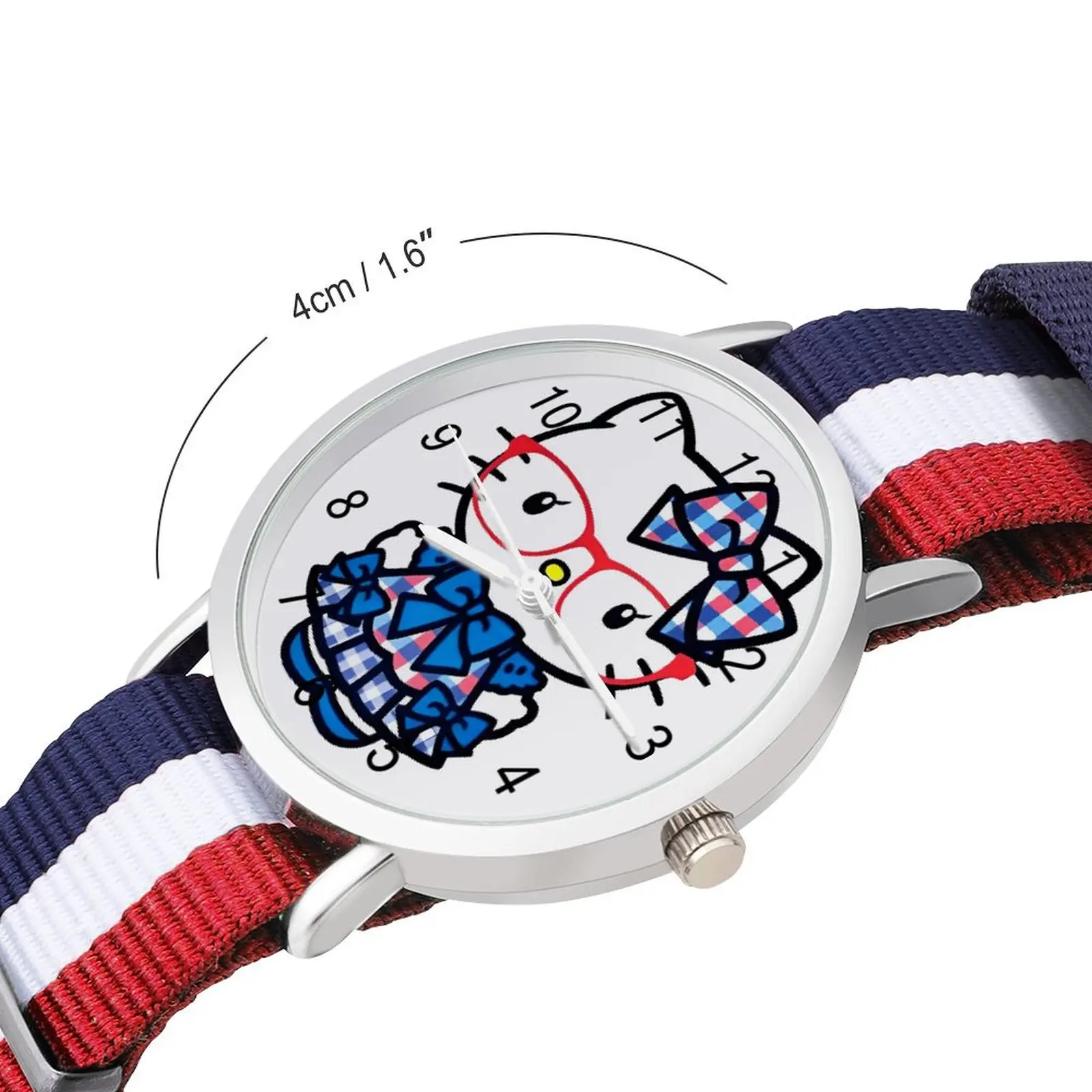 Hello Kitty Red Glasses Quartz Watch  Cool Photo Wrist Watch Spring Good Quality Girl Wristwatch