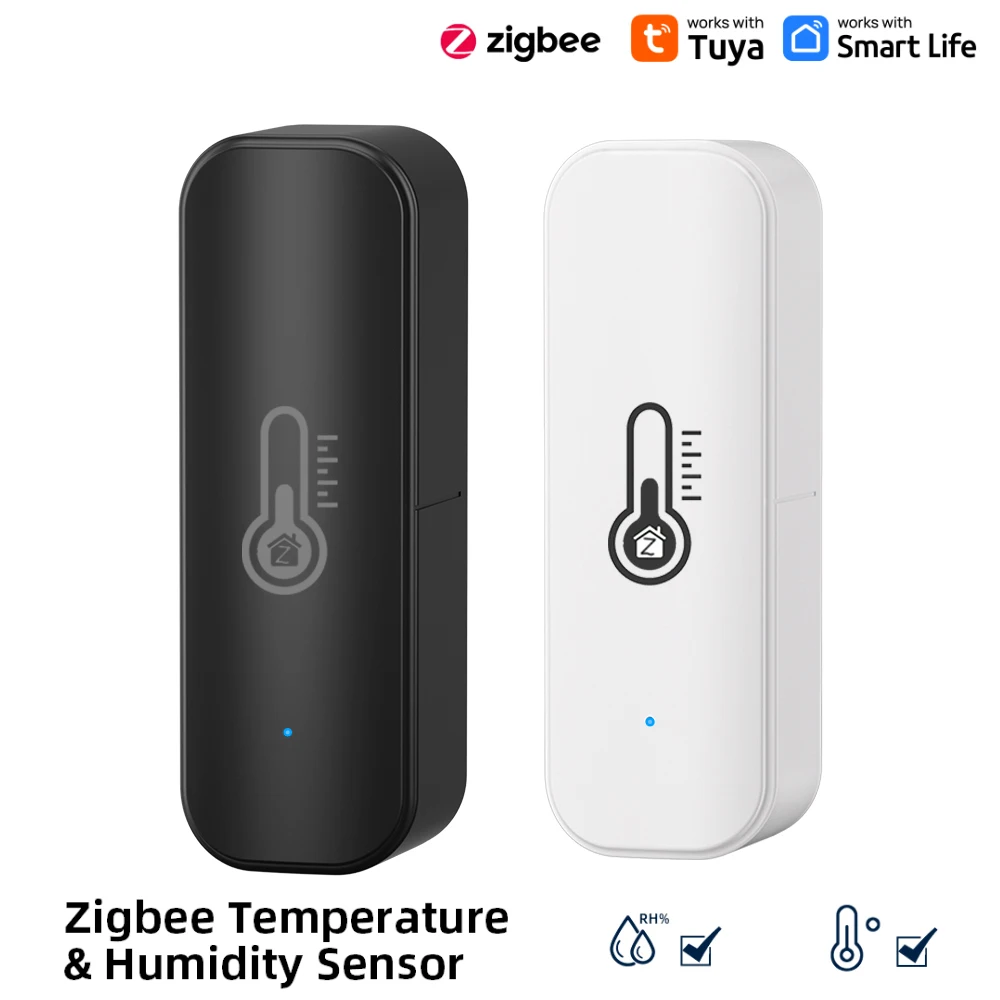 Zigbee Temperature Humidity Sensor with Black or White Color Support Tuya APP Remote Control Thermometer Hygrometer Sensor