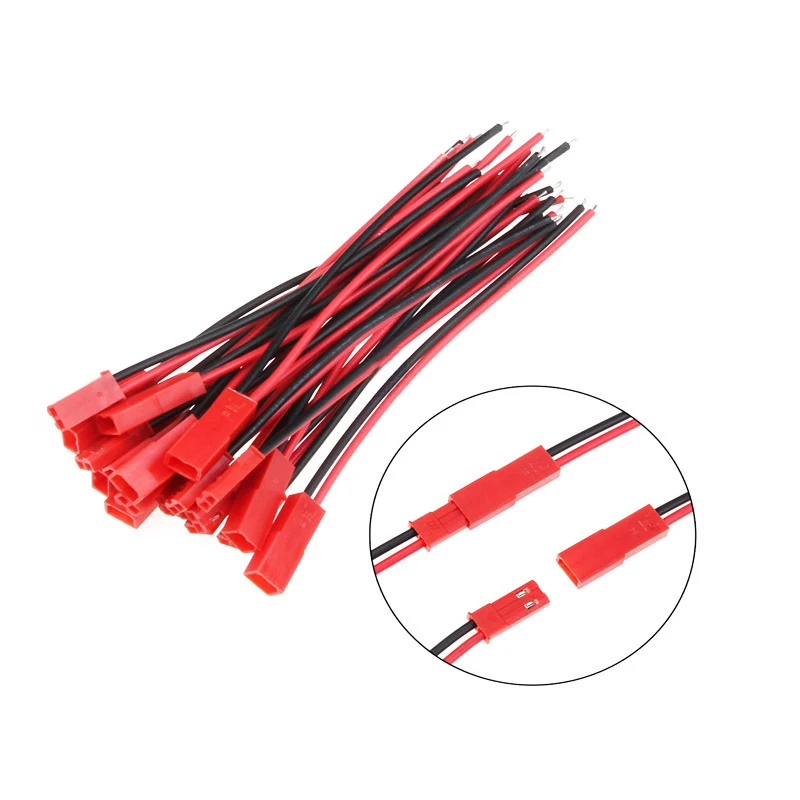 20pcs 100mm 150mm 200mm Male&Female Connector JST Plug Cable DIY 2 Pin Connectors Terminals