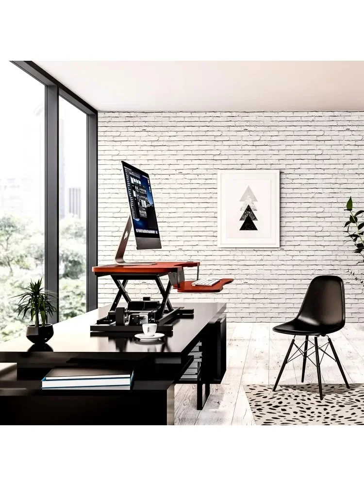 48 inch height adjustable office desk, standing desk lifter, cherry color