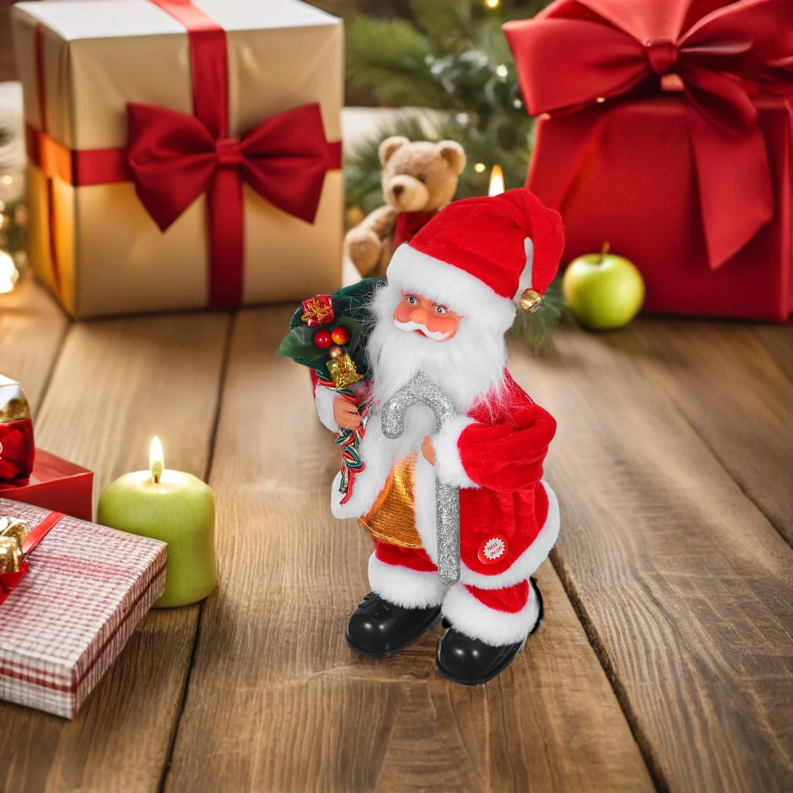 Adorável Papai Noel Elétrico Com Música Para Férias Família Crianças Playtime Decoração Móvel Ornamento de Papai Noel