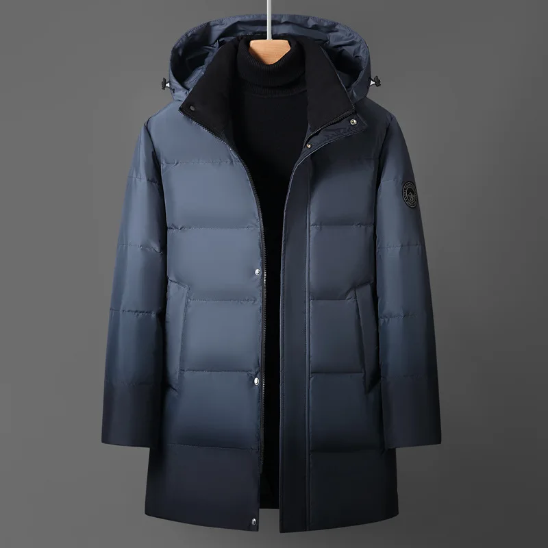 Luxury Men's Winter Padded Jackets Man Down Coats Parka White Goose Down Jacket Clothes Hooded Long Padding Puffer Jcket HXY299