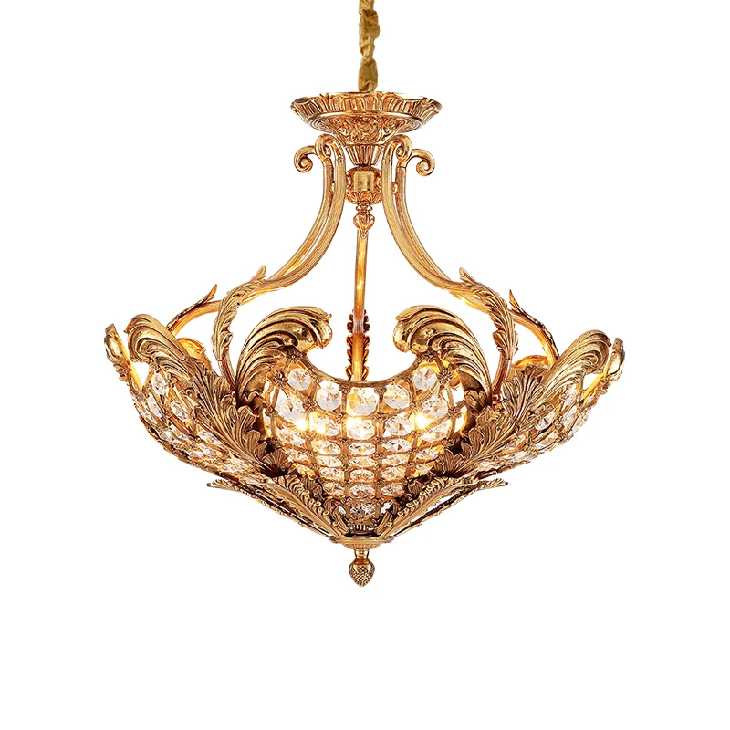 

European Classical Style Copper Crystal Pendant Light French Entryway Aisle Corridor Stair Balcony Luxury Brass Led Chandelier