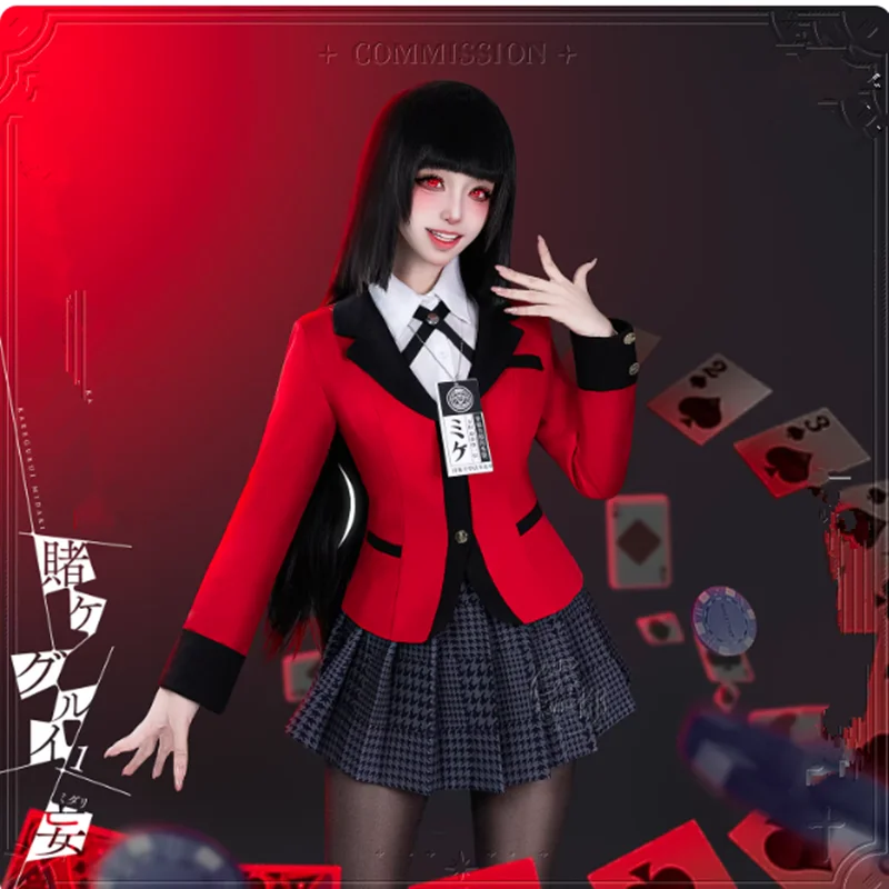 

Jabami Yumeko Cosplay Costume Kakegurui Halloween Sayaka Compulsive Gambler Anime School Girl Pleated Skirt Uniform Full Set