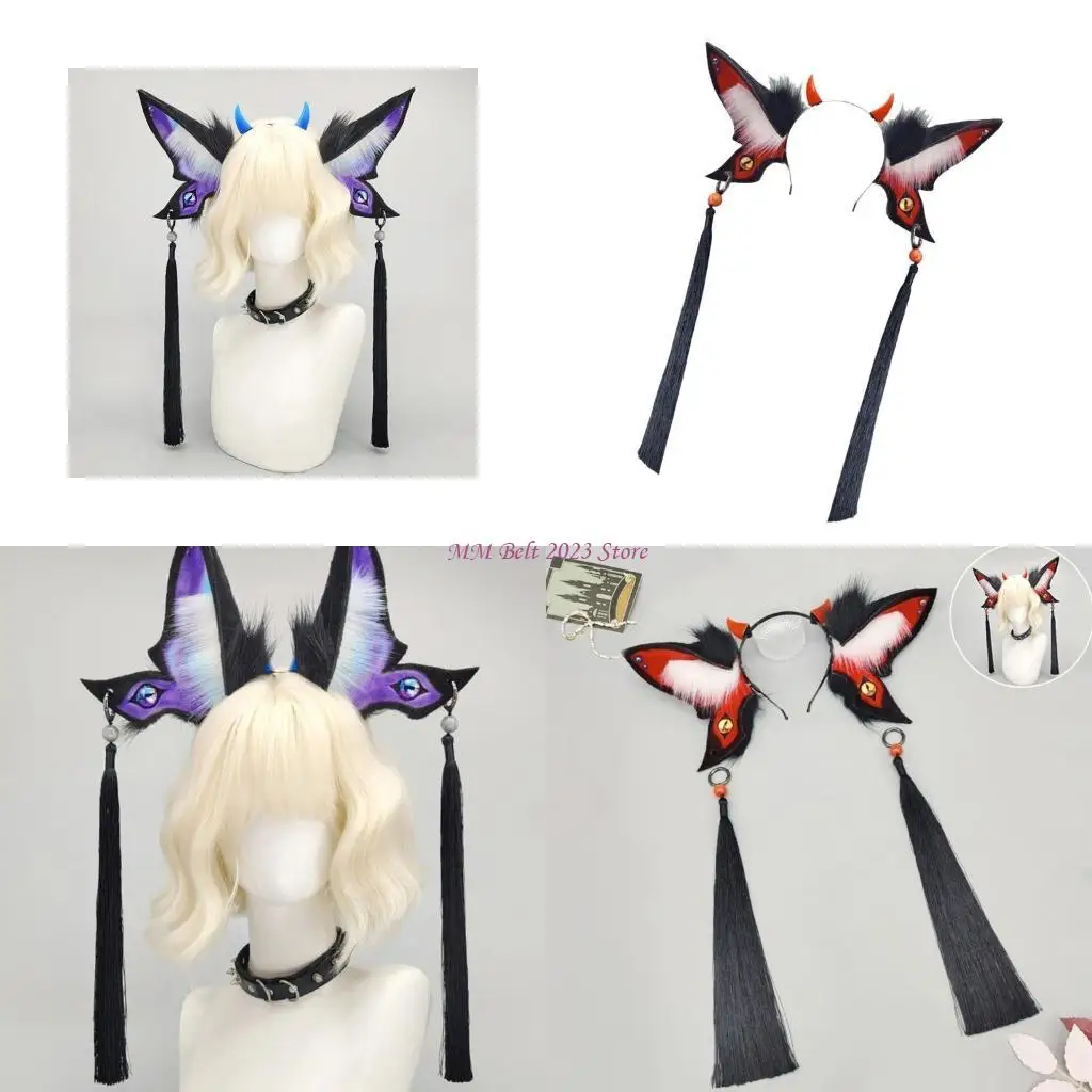 

49ME Stylish Butterfly Hairbands Headbands Cosplay Anime Headpiece Long Tassels