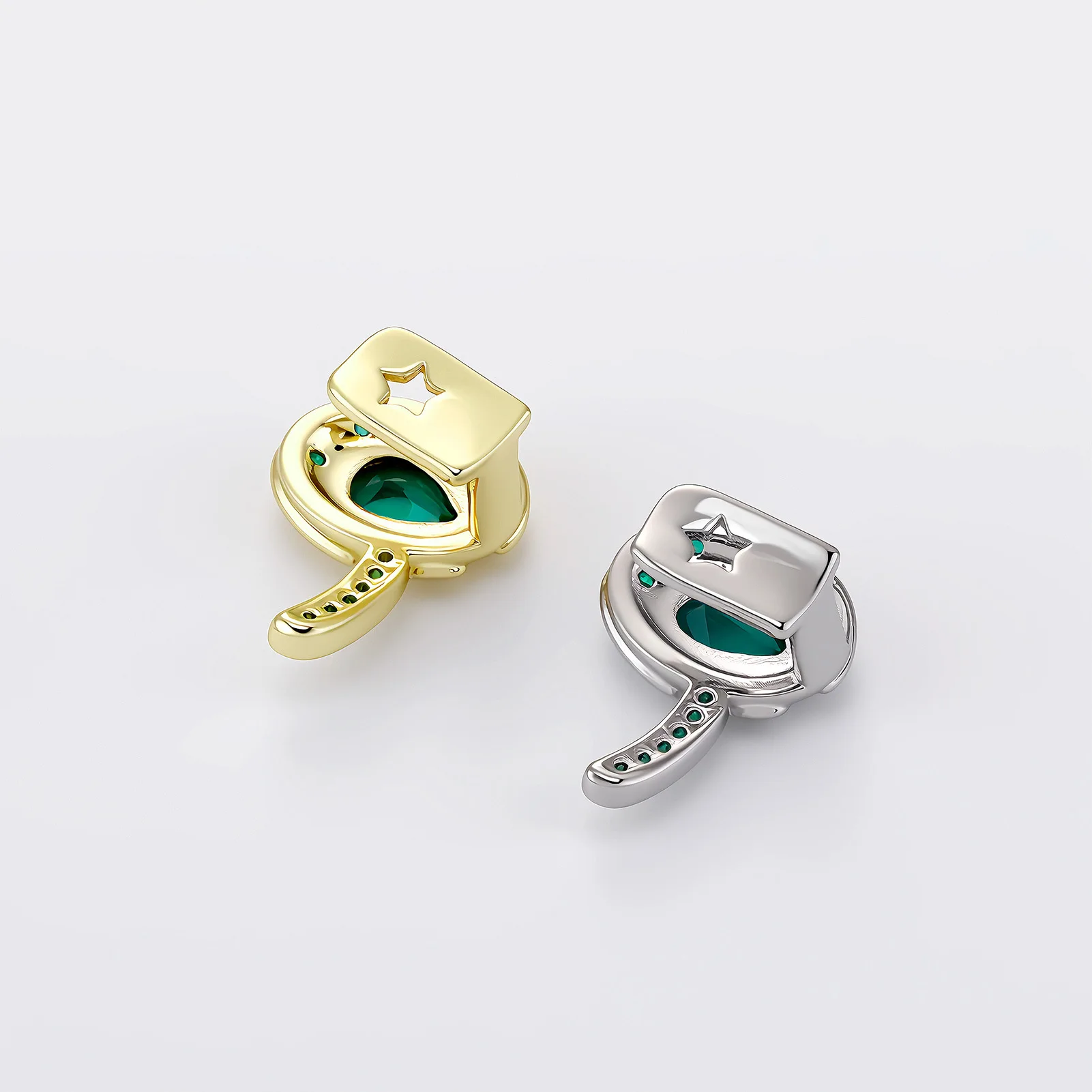Wholesale Single Tooth Grillz Teeth Jewelry Green CZ Snake Tooth Cover Bling Mouth Jewelry Hip Hop Streetwear Accessories
