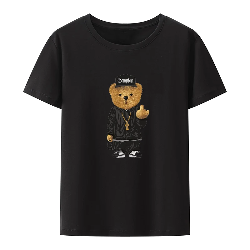 Cool Bear With Glasses Graphic Print Tshirt Anime Clothes Creative Koszulki Comics Blouse Novelty Trend Student Lovely Slim Gift